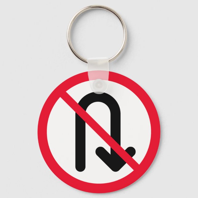 Llavero U Turn Prohibido | Cadena de claves Metalizado del (Anverso)