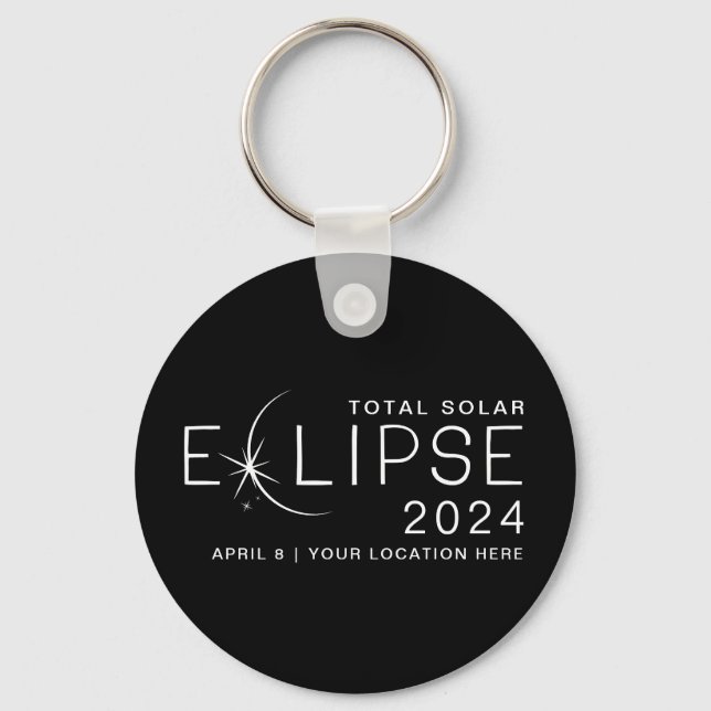 Llavero Ubicación del Personalizado del eclipse solar 2024 (Anverso)