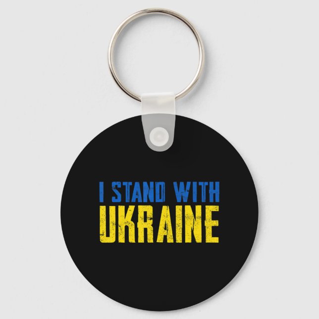 Llavero Ucrania con la bandera de Ucrania angustiada ama a (Anverso)