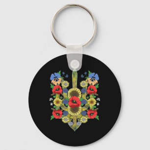 Llavero Ucrania floral Trysub Amapolas rojas lindas Vyshyv