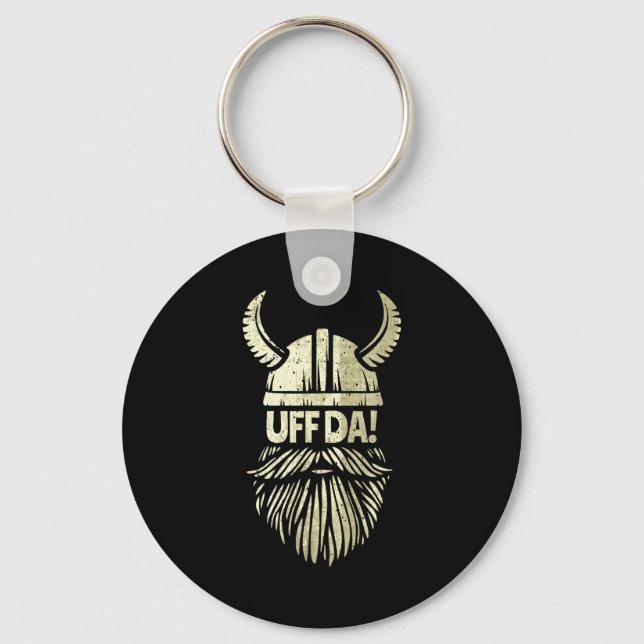 Llavero Uff Da Norwegian Quote Scandinavian Viking Helmet  (Anverso)