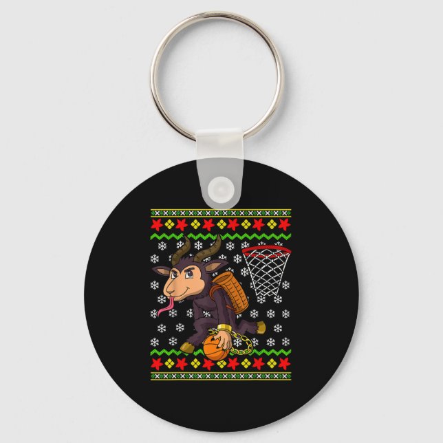Llavero Ugly Christmas Sweater Pattern Kids Krampus Basket (Anverso)
