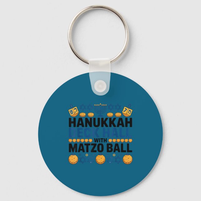 Llavero Ugly Hanukkah Deck Hall With Matzo Ball Chanukah  (Anverso)