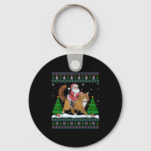 Llavero Ugly Xmas Light Tree Santa Riding Maine Coon Ch