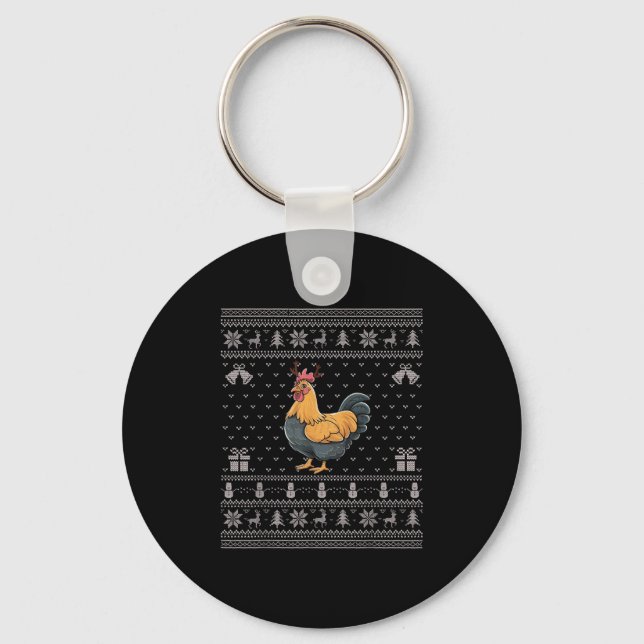 Llavero Ugly Xmas Sweater Style Chicken Reindeer Christmas (Anverso)