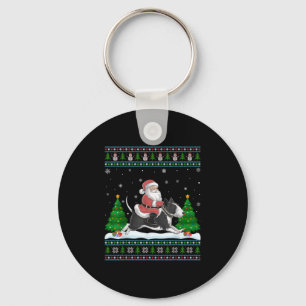 Llavero Ugly Xmas Tree Santa Riding Rat Terrier Dog Christ