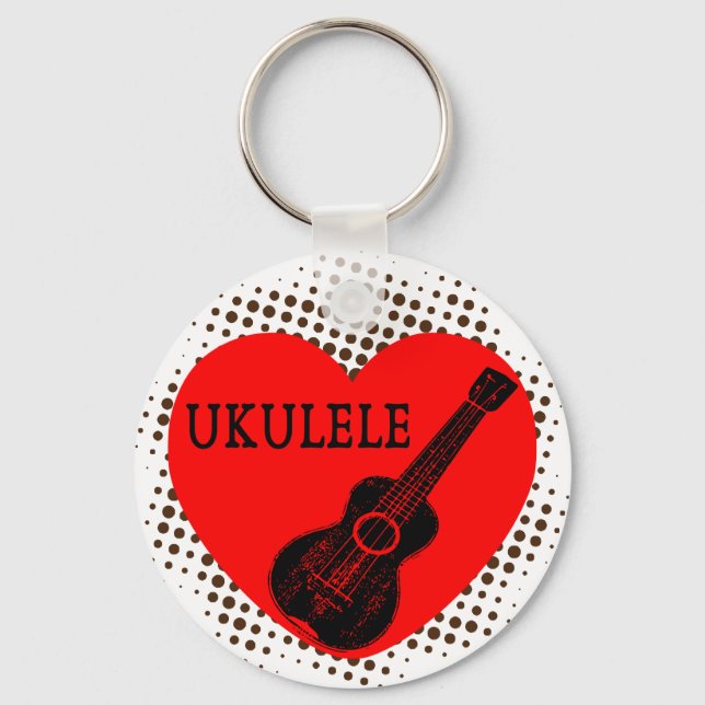 Llavero Ukulele Love Dot Pattern Keychain (Anverso)