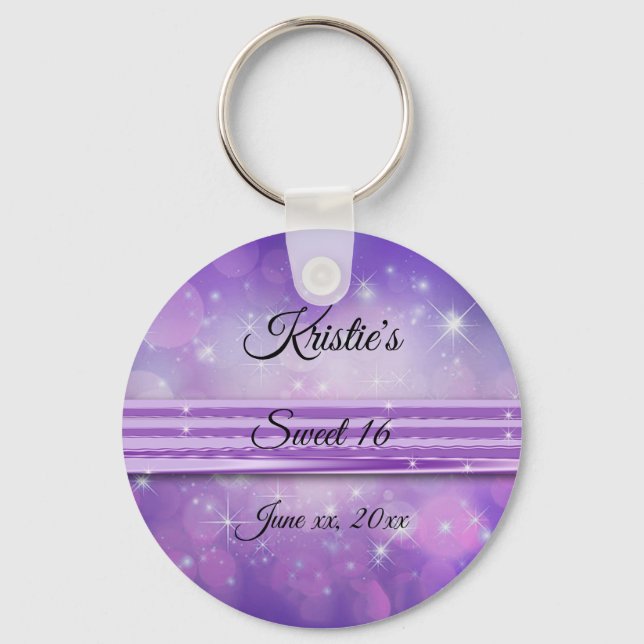 Llavero Ultra Violeta, Dulce Dieciséis, Personalizado, Fav (Anverso)