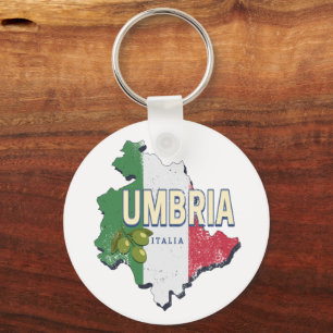 Llavero Umbría Italia Región Retro Mapa de recuerdos de ép