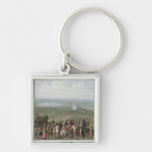 Llavero Un acampamento militar con la milicia en caballos,