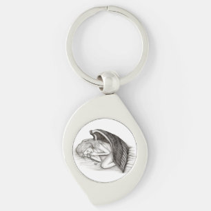 Llavero Un ángel dormido, diseño blanco y negro