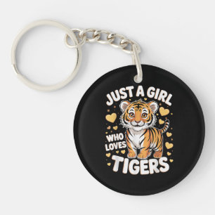 Llavero Un animal de tigre aburrido, sólo un Chica que ama