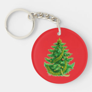 Llavero Un árbol de Navidad Mandelbrot con bombillas rojas