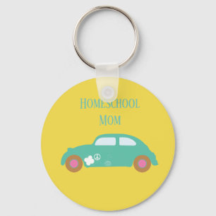 Llavero Un auto hippie adorable con mamá en un colegio