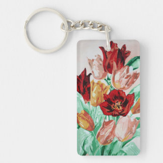Llavero Un bonito y audaz Bouquet floral de tulipanes