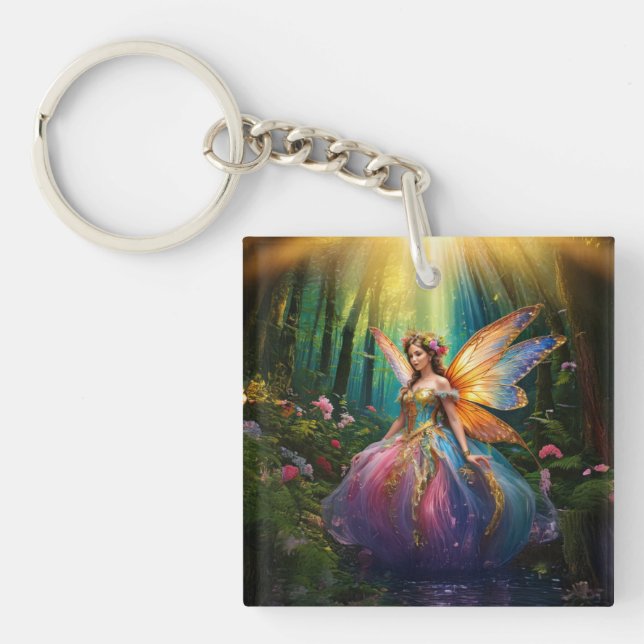 Llavero Un bosque mágico encantado de hadas (Frente)