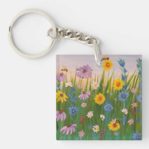 Llavero Un campo lleno de flores silvestres