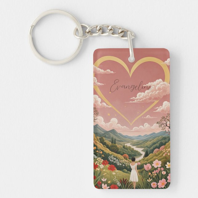 Llavero Un Chica con una mirada sentida y personalizada (Frente)