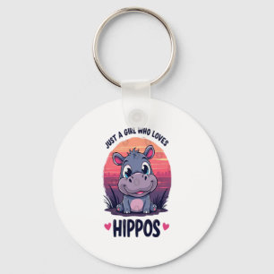 Llavero Un Chica que ama a Hippos - Un bebé lindo Hippo Mo