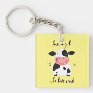 Llavero ¡Un Chica Que Ama A Las Vacas! Corazones Y Holste