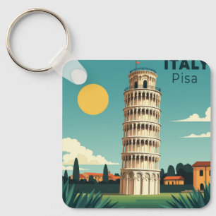 Llavero Un clásico cartel de viaje nostálgico – Pisa Itali