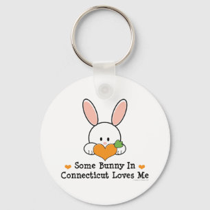 Llavero Un conejo en Connecticut me ama a Keychain