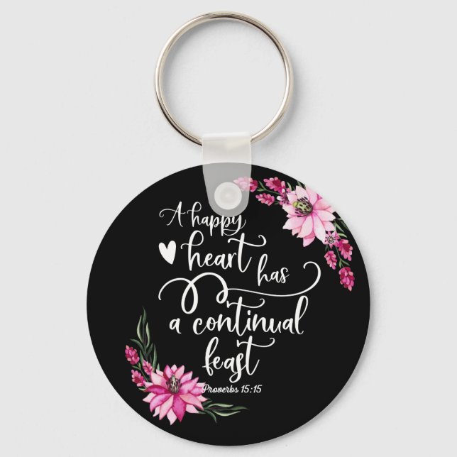 Llavero Un corazón feliz tiene una fiesta continua (Anverso)