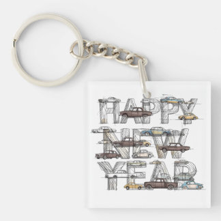 Llavero un diseño inteligente y feliz año nuevo para amant
