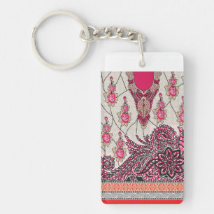 Llavero Un diseño paisajístico decorativo con un rojo inte
