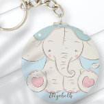 Llavero Un elefante lindo con un arco Añadir tu nombre<br><div class="desc">El diseño está compuesto por un lindo elefante bebé con una proa azul. ¡Agrega tu nombre. Disponible aquí: http://www.zazzle.com/store/selectpartysupplies</div>