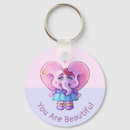 Llavero Un elefante lindo que dice que eres hermoso