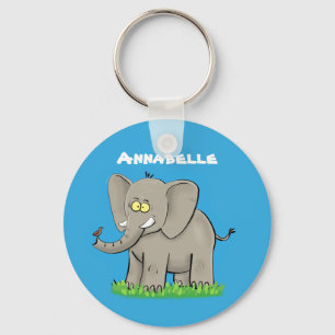 Llavero Un extraño elefante gracioso con un pájaro en el p