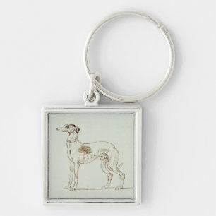 Llavero Un galgo, haciendo frente a la izquierda (pluma y