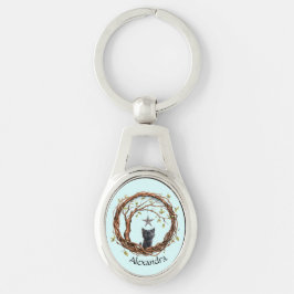 Llavero Un gatito negro lindo mirando una estrella