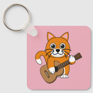 Llavero Un gato blanco Naranja lindo tocando Personalizado