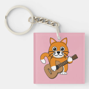 Llavero Un gato blanco Naranja lindo tocando Personalizado
