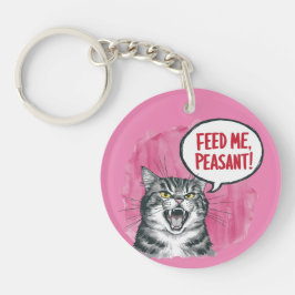 Llavero Un gato gracioso me alimenta campesino