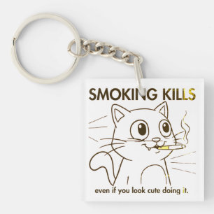 Llavero Un gato lindo - Fumar mata el divertido diseño ant