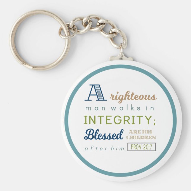 Llavero Un hombre honrado camina en integridad, escrituras (Frente)