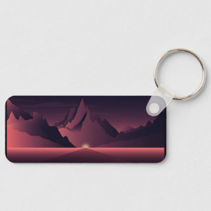Llavero Un ilustracion de atardecer de montaña