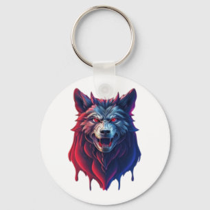 Llavero Un ilustracion detallado enfrenta al malvado lobo 