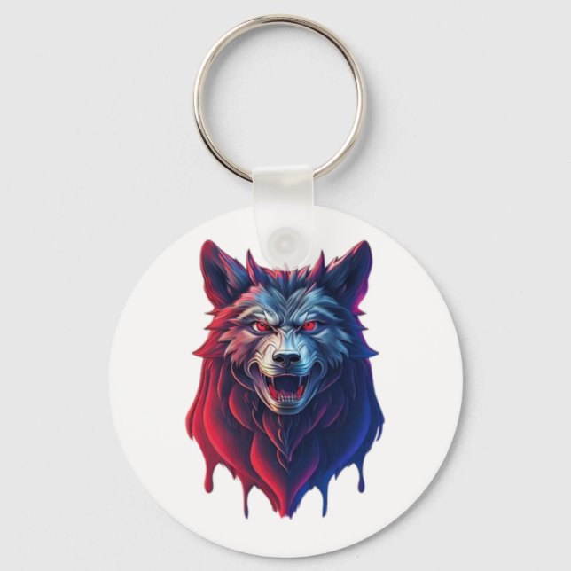 Llavero Un ilustracion detallado enfrenta al malvado lobo  (Anverso)