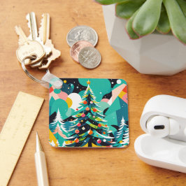 Llavero Un ilustracion moderno de árboles de navidad 1 - C