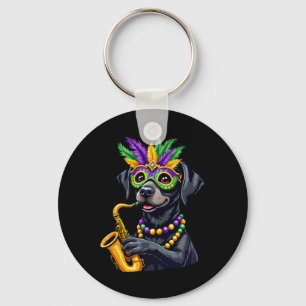 Llavero Un ingenioso negro labrador que juega Mamáes saxof