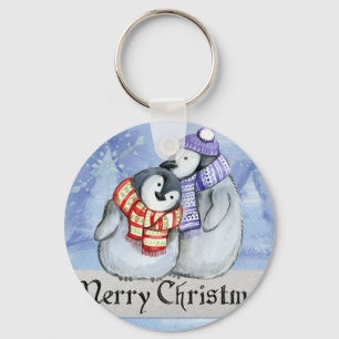 Llavero Un íntimo par de pingüinos abrazando