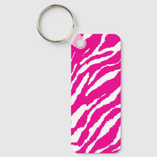 Llavero Un intrincado patrón floral en rosa y blanco, arte