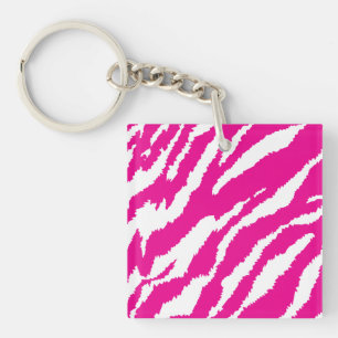 Llavero Un intrincado patrón floral en rosa y blanco, arte