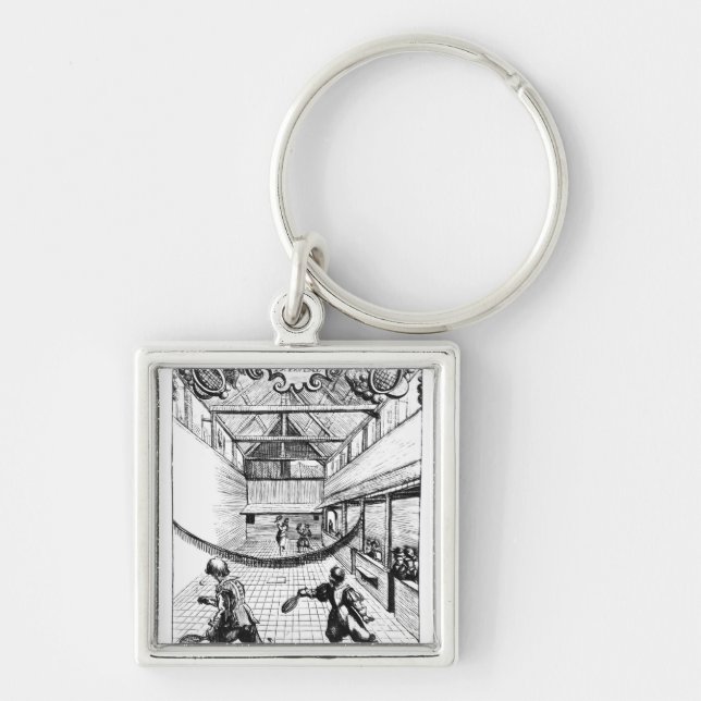 Llavero Un juego real del tenis en el Jeu de Paume (Frente)