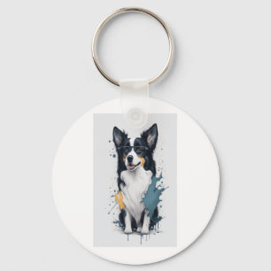 Llavero Un lindo collar de frontera para perros [RB#10011]