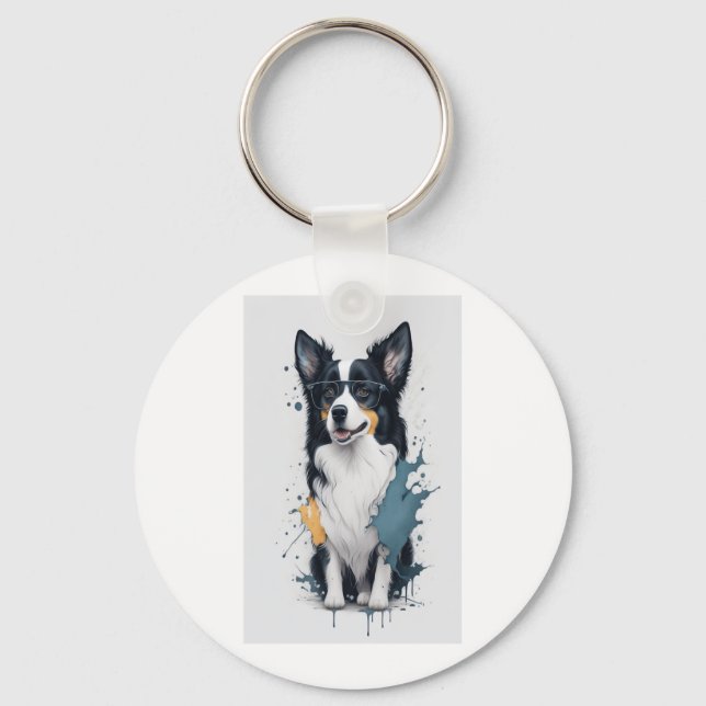 Llavero Un lindo collar de frontera para perros [RB#10011] (Anverso)
